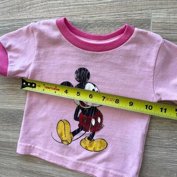 Pink Mickey Mouse Ringer Tee Disney World Baby Girl 6 Months Retro Girly WDW - Picture 4 of 7